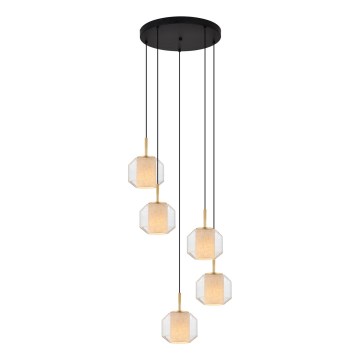 Zuma Line - Lámpara colgante con cable 5xE27/25W/230V, diámetro 73 cm, oro/negro