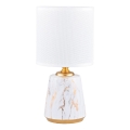 Zuma Line - Lámpara de mesa 1xE14/40W/230V blanco/dorado/decoración de mármol