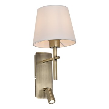 Zuma Line - Lámpara de pared LED 1xE27/40W/230V + LED/2,5W latón/blanco