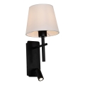 Zuma Line - Lámpara de pared LED 1xE27/40W/230V + LED/2,5W negro/blanco