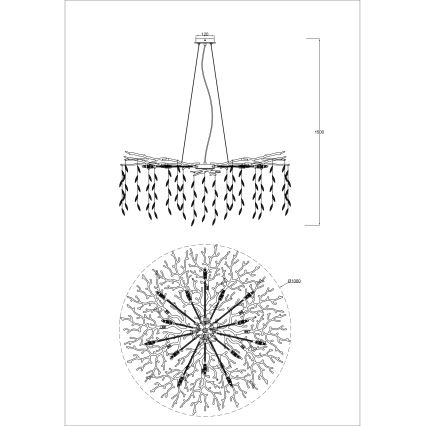 Zuma Line - Lámpara colgante con cable 14xG9/3,5W/230V Ø 100 cm dorada