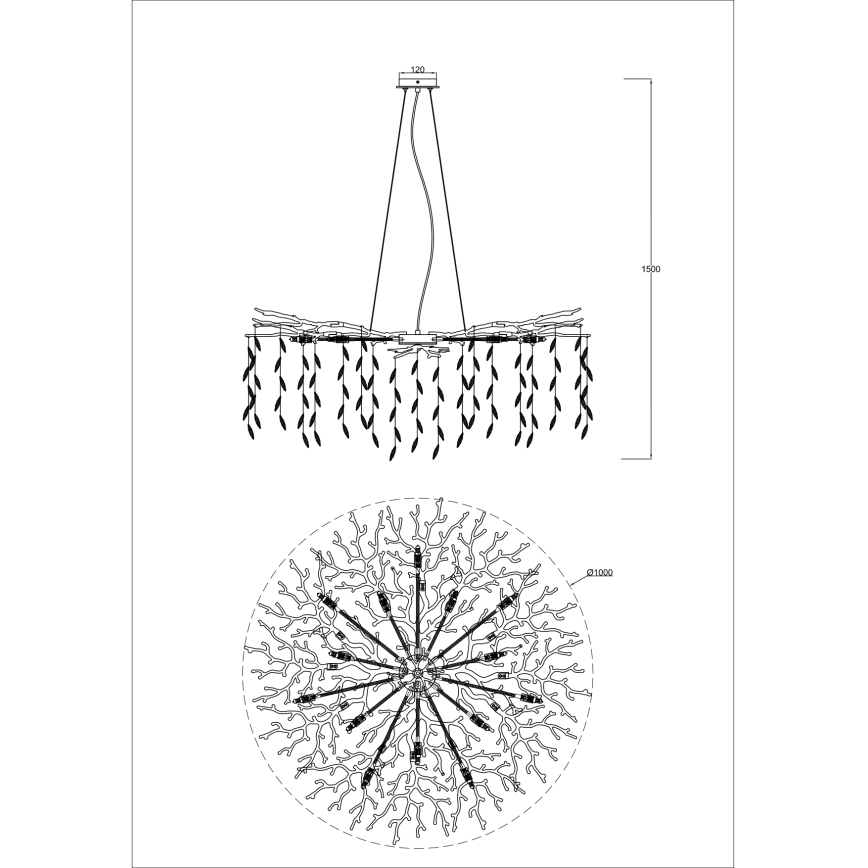 Zuma Line - Lámpara colgante con cable 14xG9/3,5W/230V Ø 100 cm dorada