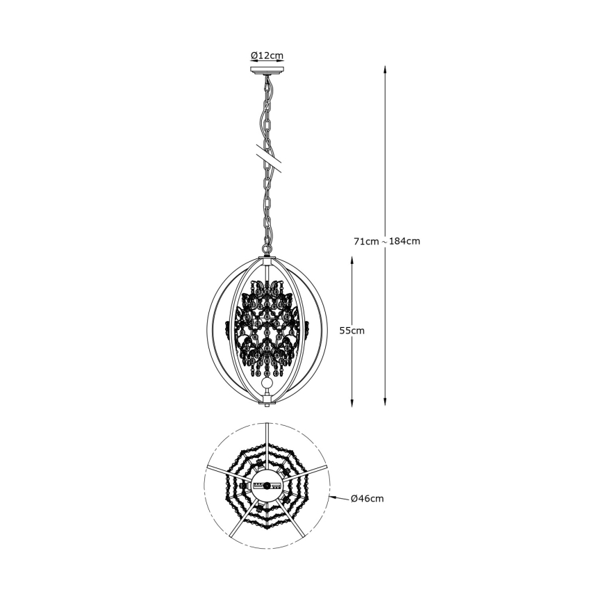 Zuma Line - Lámpara colgante con cadena 5xG9/42W/230V latón