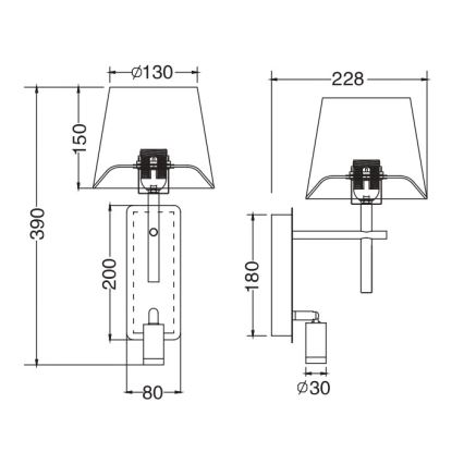 Zuma Line - Lámpara de pared LED 1xE27/40W/230V + LED/2,5W negro/blanco